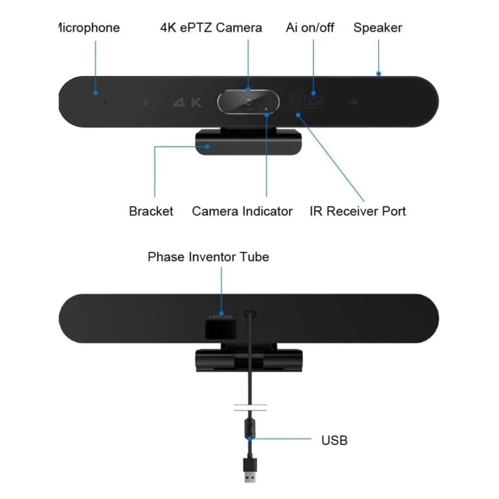 Polatab Conference Room Camera All In One 4k Webcome With Microphone And Speaker